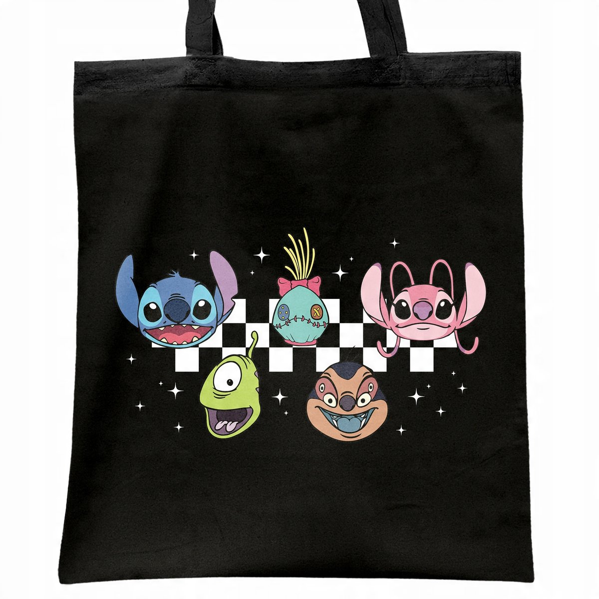 Torba bawełniana czarna na zakupy Stitch Lilo i Stich Dla Fanów