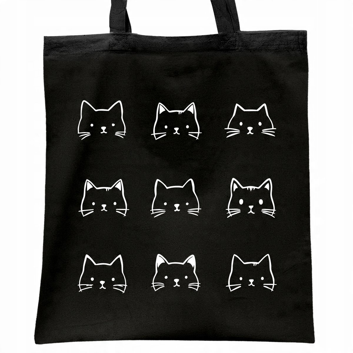 Torba bawełniana czarna na zakupy Koty Kolaż Dla Kociar