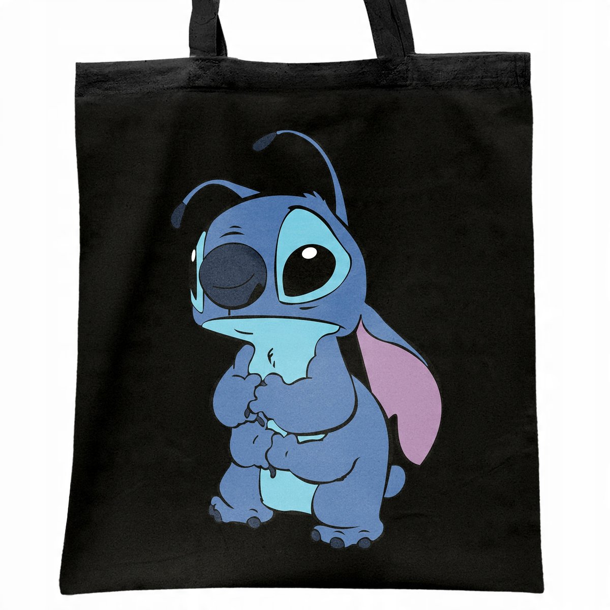 Torba bawełniana czarna na zakupy Stitch Lilo i Stich Dla Fanów