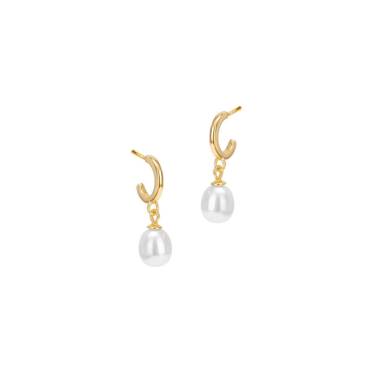 Srebrne Pozłacane Kolczyki 925 Perła Wisząca