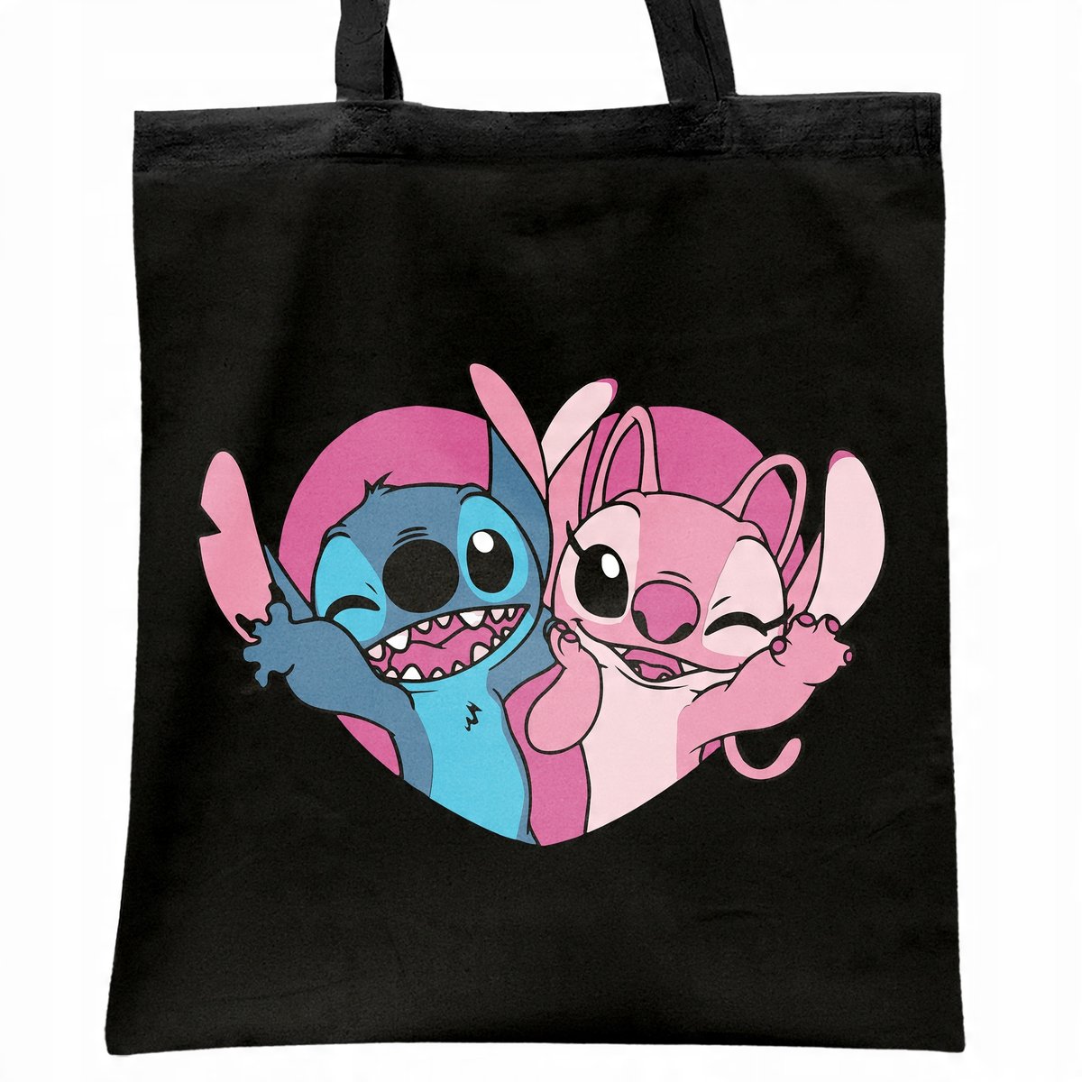 Torba bawełniana czarna na zakupy Stitch Lilo i Stich Dla Fanów