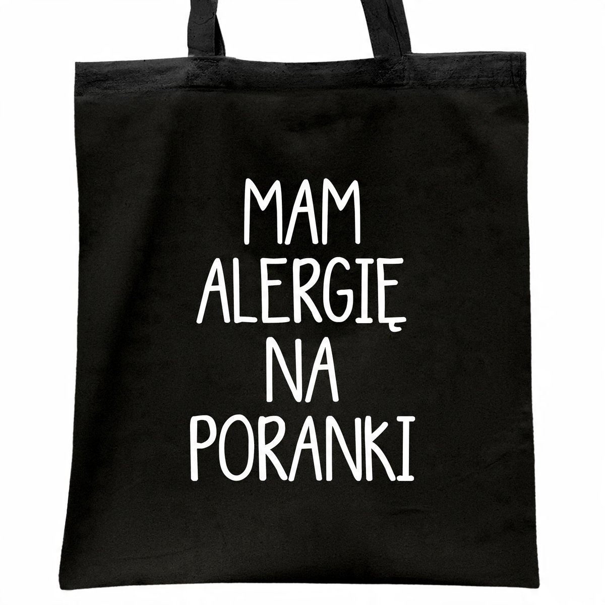 Torba bawełniana czarna na zakupy Mam Alergię Na Poranki