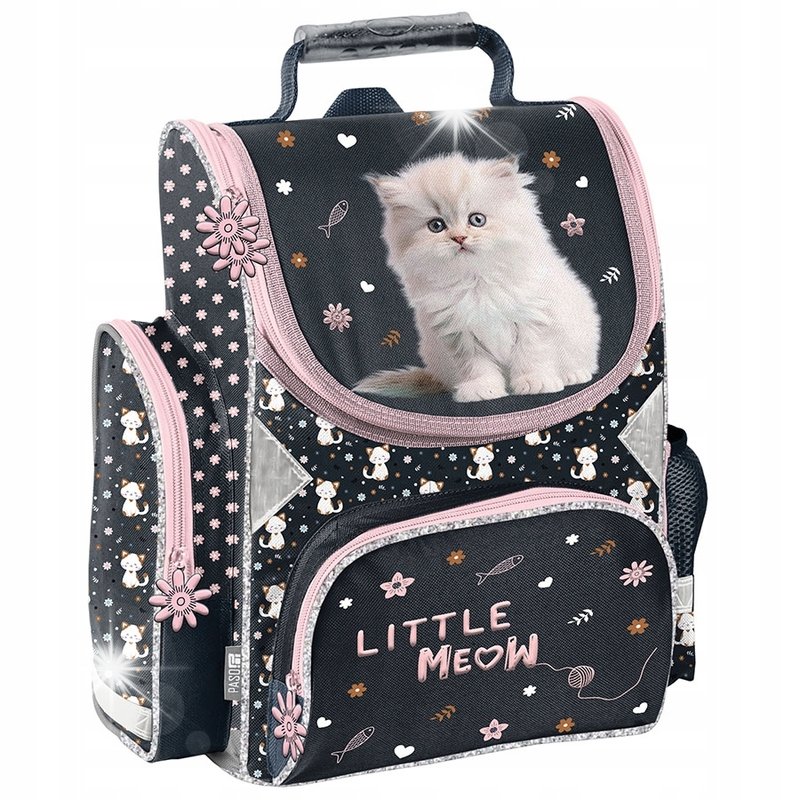 TORNISTER PLECAK SZKOLNY DO 1 KLASY DLA DZIEWCZYNKI KOT KOTEK PIÓRNIK WOREK