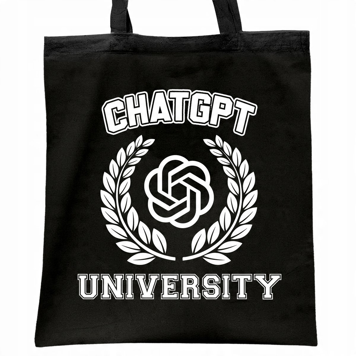 Torba bawełniana czarna na zakupy ChatGPT University Zabawny Gadżet