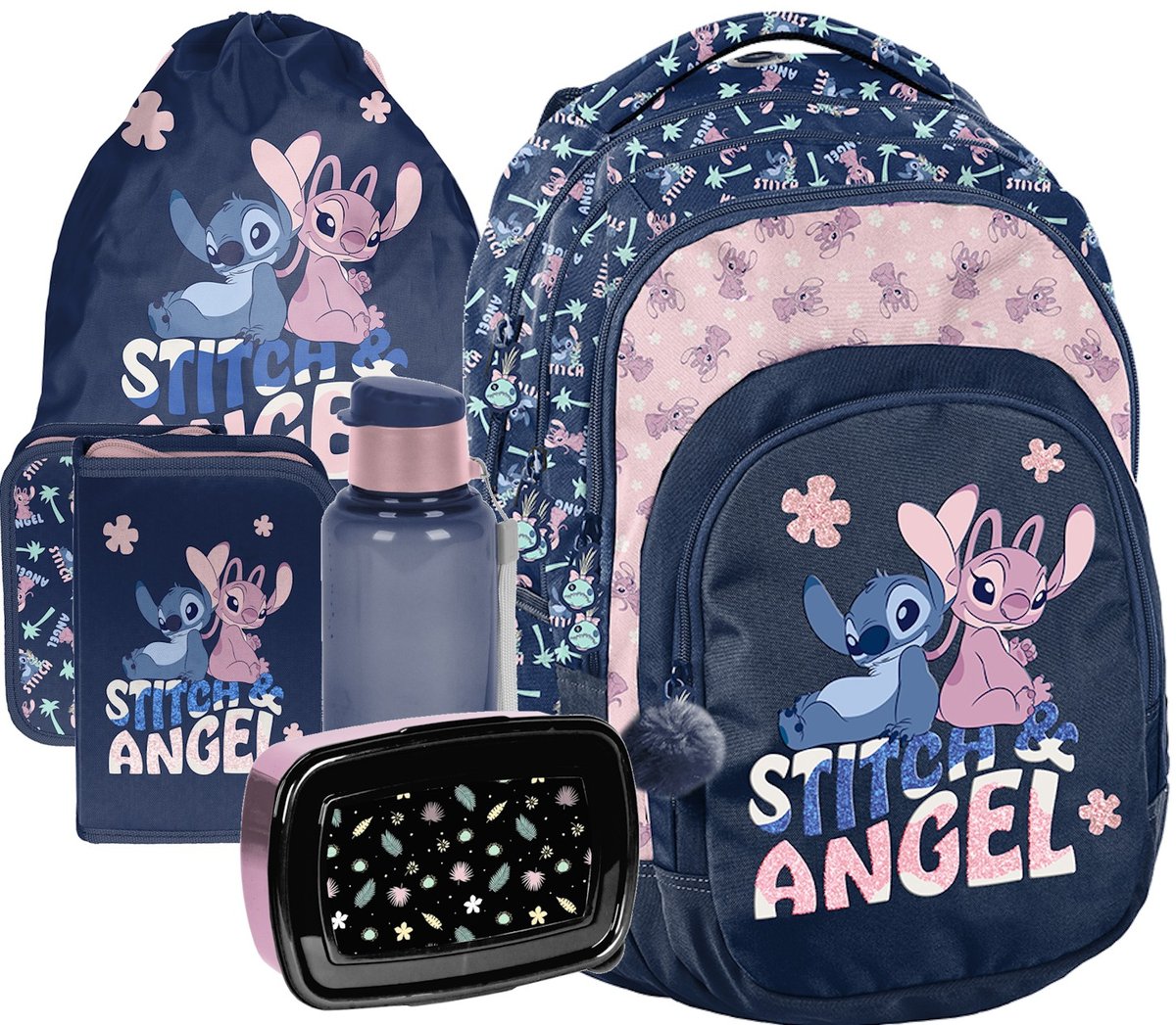 ZESTAW szkolny Plecak Tornister Disney Lilo i Stitch Angel 5 Elementów