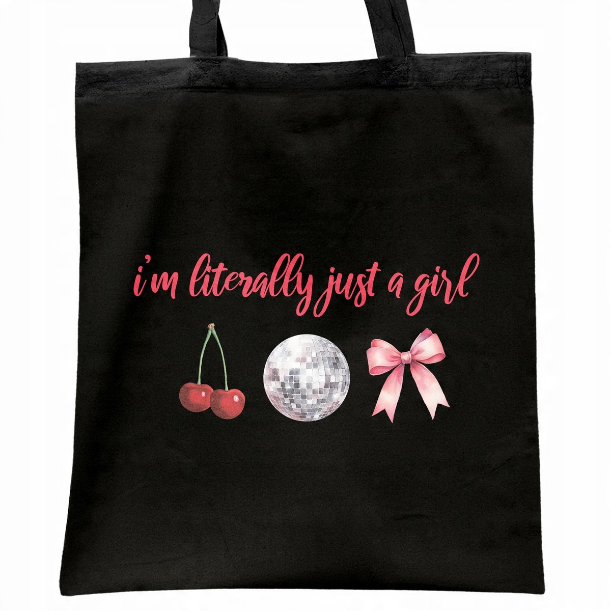 Torba bawełniana czarna na zakupy I'm Just A Girl Dla Dziewczyn Prezent