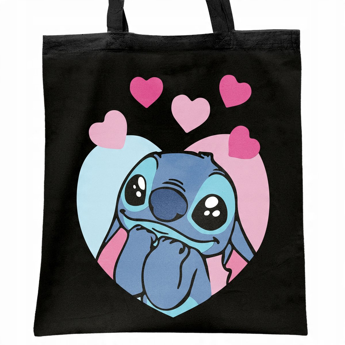 Torba bawełniana czarna na zakupy Stitch Lilo i Stich Dla Fanów