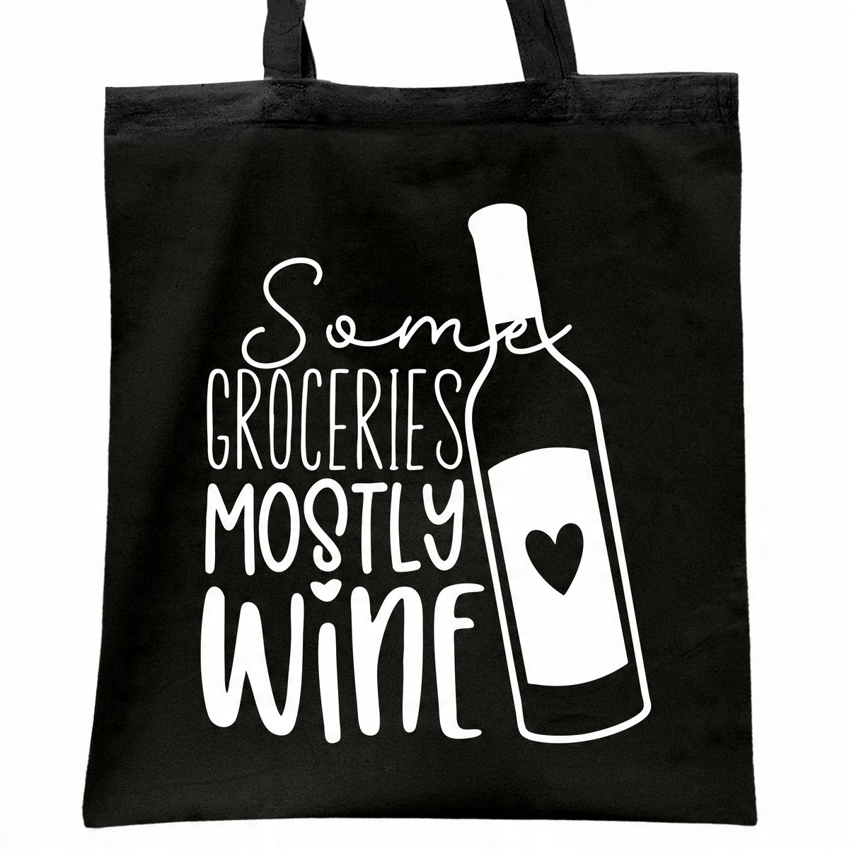 Torba bawełniana czarna na zakupy Some Groceries Mostly Wine