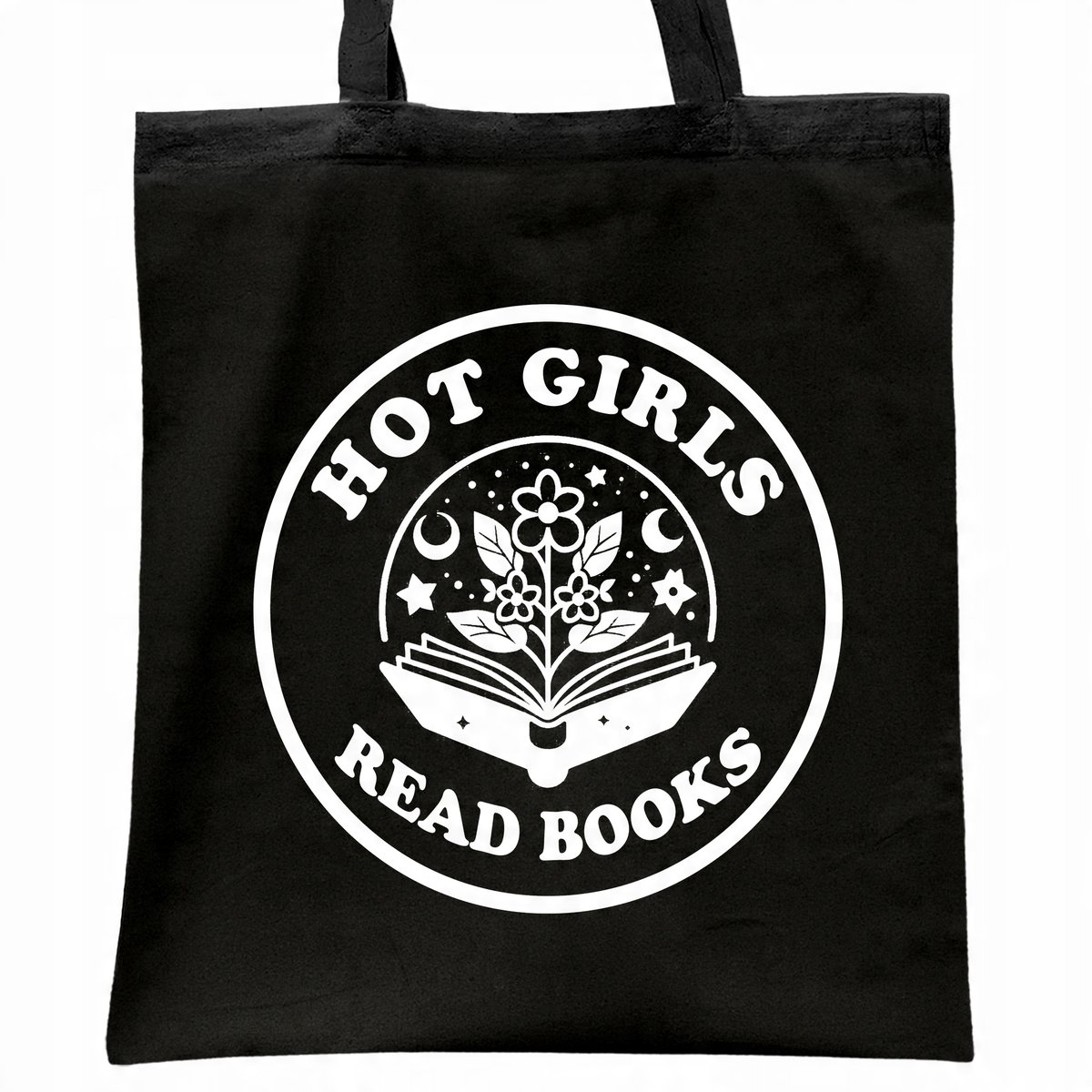 Torba bawełniana czarna na zakupy Hot Girls Read Books Dla Fanów Książek