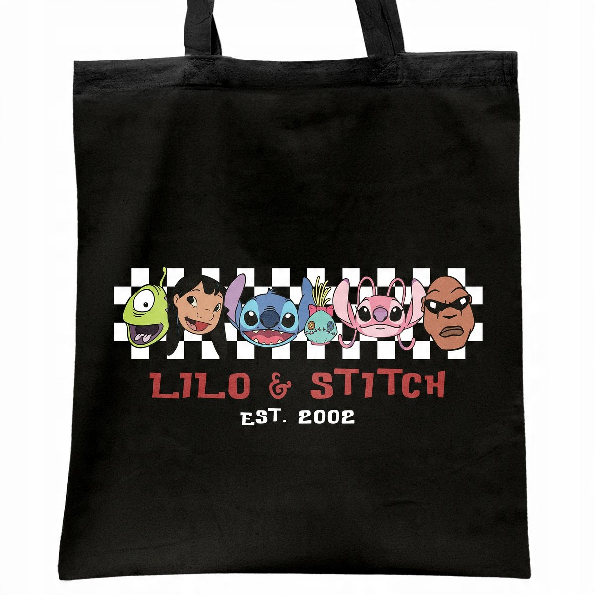 Torba bawełniana czarna na zakupy Stitch Lilo i Stich Dla Fanów