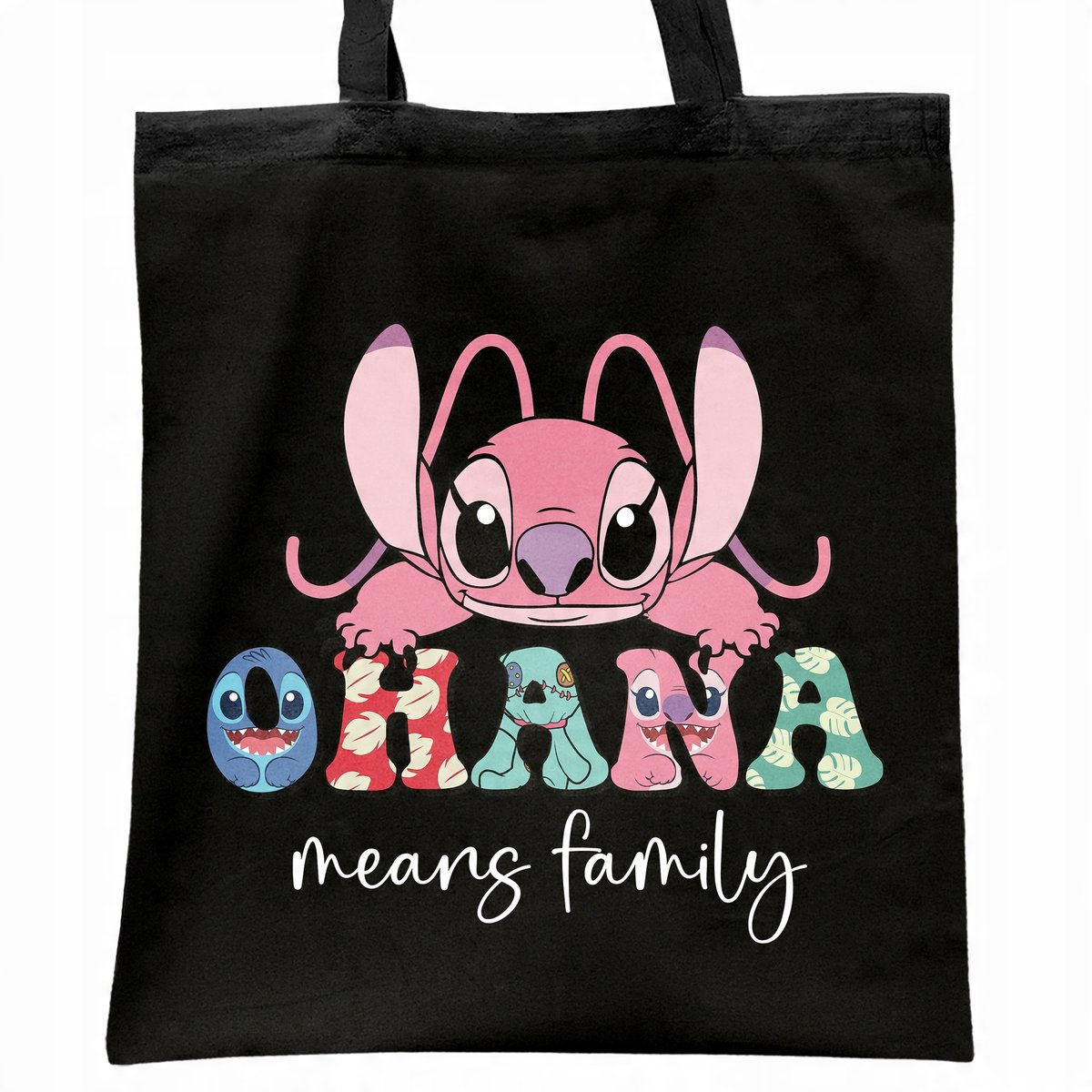 Torba bawełniana czarna na zakupy Stitch Lilo i Stich Dla Fanów