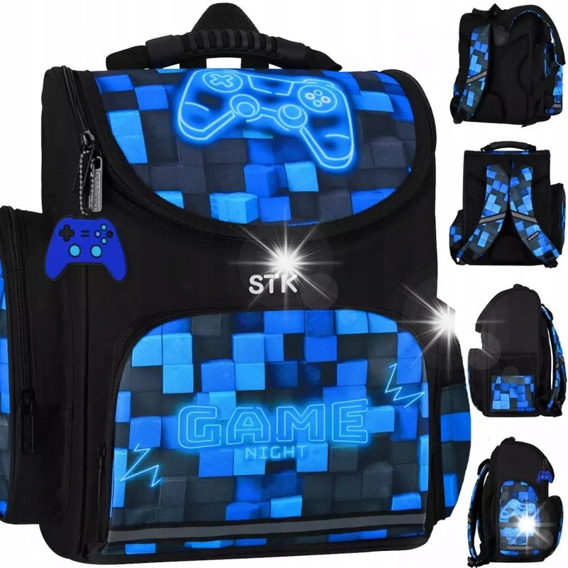 TORNISTER PLECAK SZKOLNY DLA CHŁOPCA GRACZA PIXEL GRA NIEBIESKI PAD W PADY