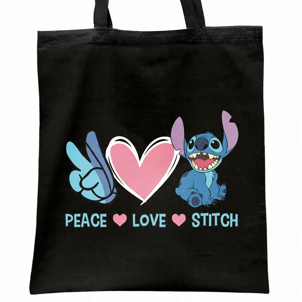 Torba bawełniana czarna na zakupy Stitch Lilo i Stich Dla Fanów