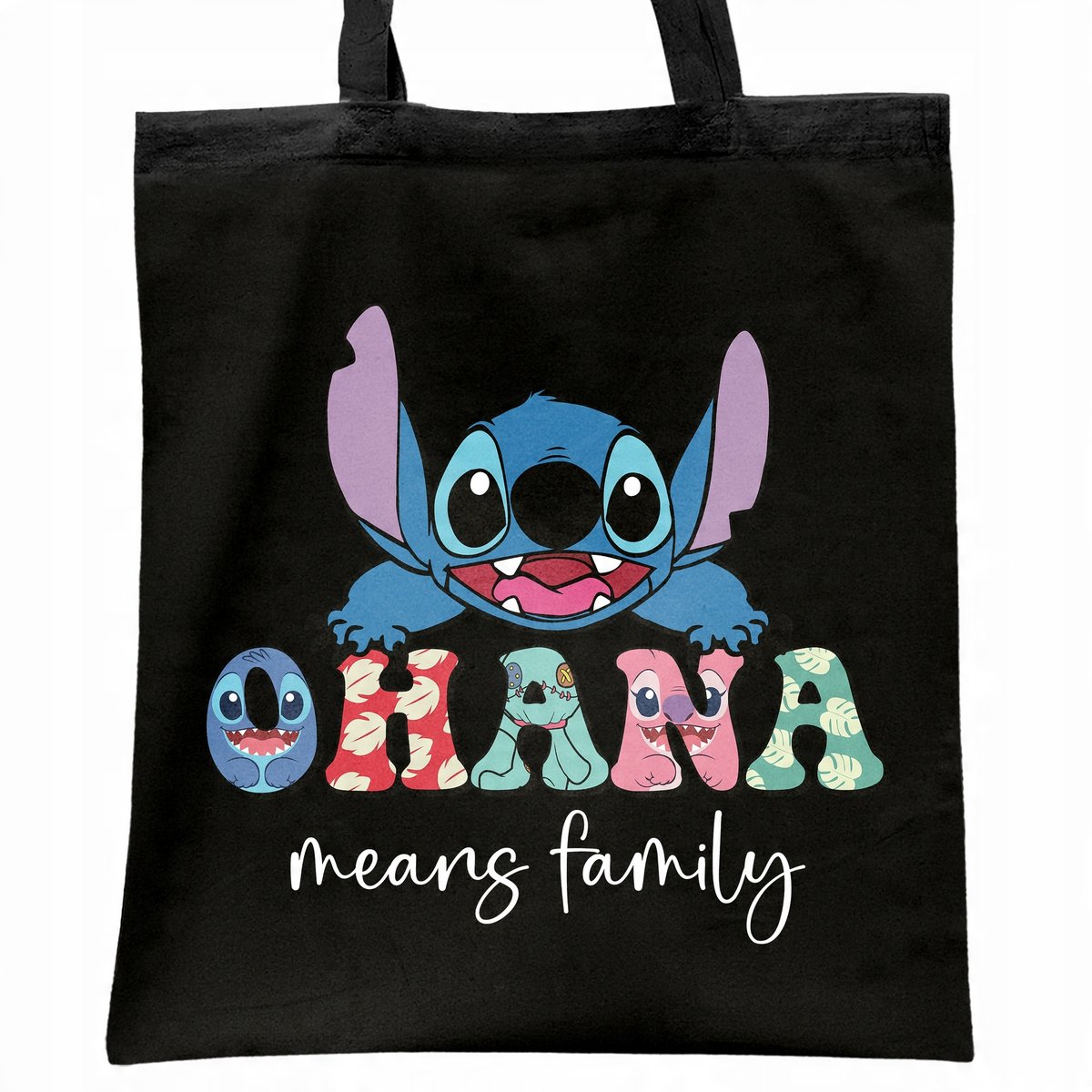 Torba bawełniana czarna na zakupy Stitch Lilo i Stich Dla Fanów
