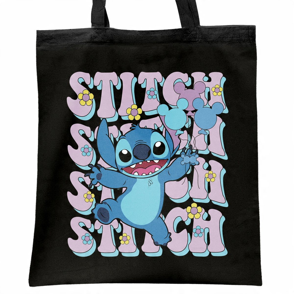 Torba bawełniana czarna na zakupy Stitch Lilo i Stich Dla Fanów