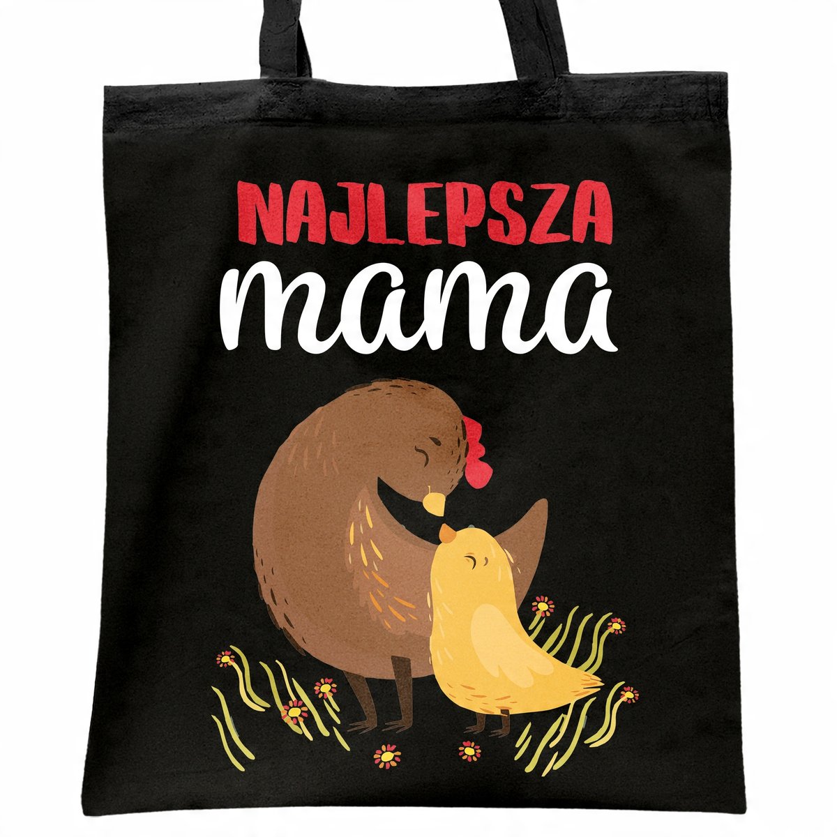 Torba bawełniana czarna na zakupy Dzień Matki Najlepsza Mama Prezent