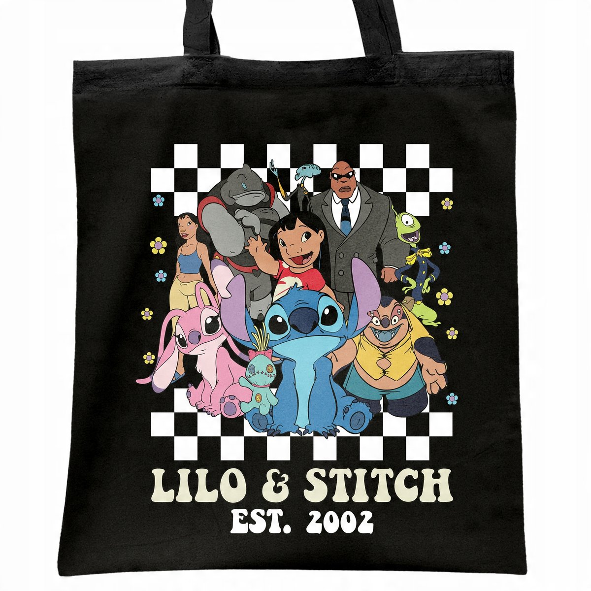 Torba bawełniana czarna na zakupy Stitch Lilo i Stich Dla Fanów