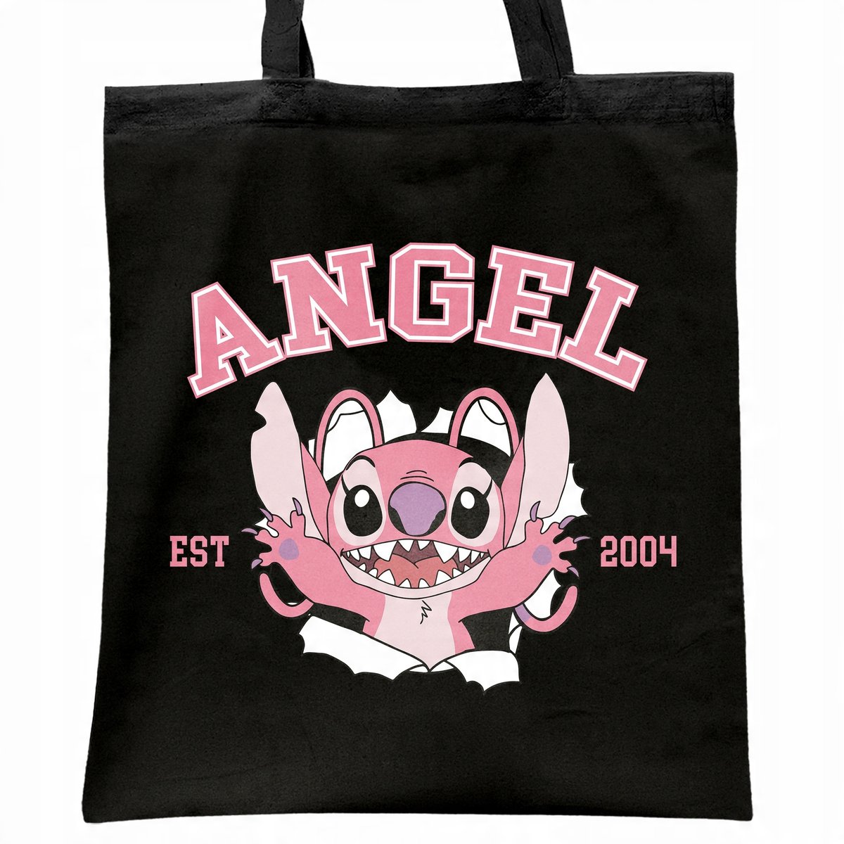 Torba bawełniana czarna na zakupy Stitch Lilo i Stich Dla Fanów