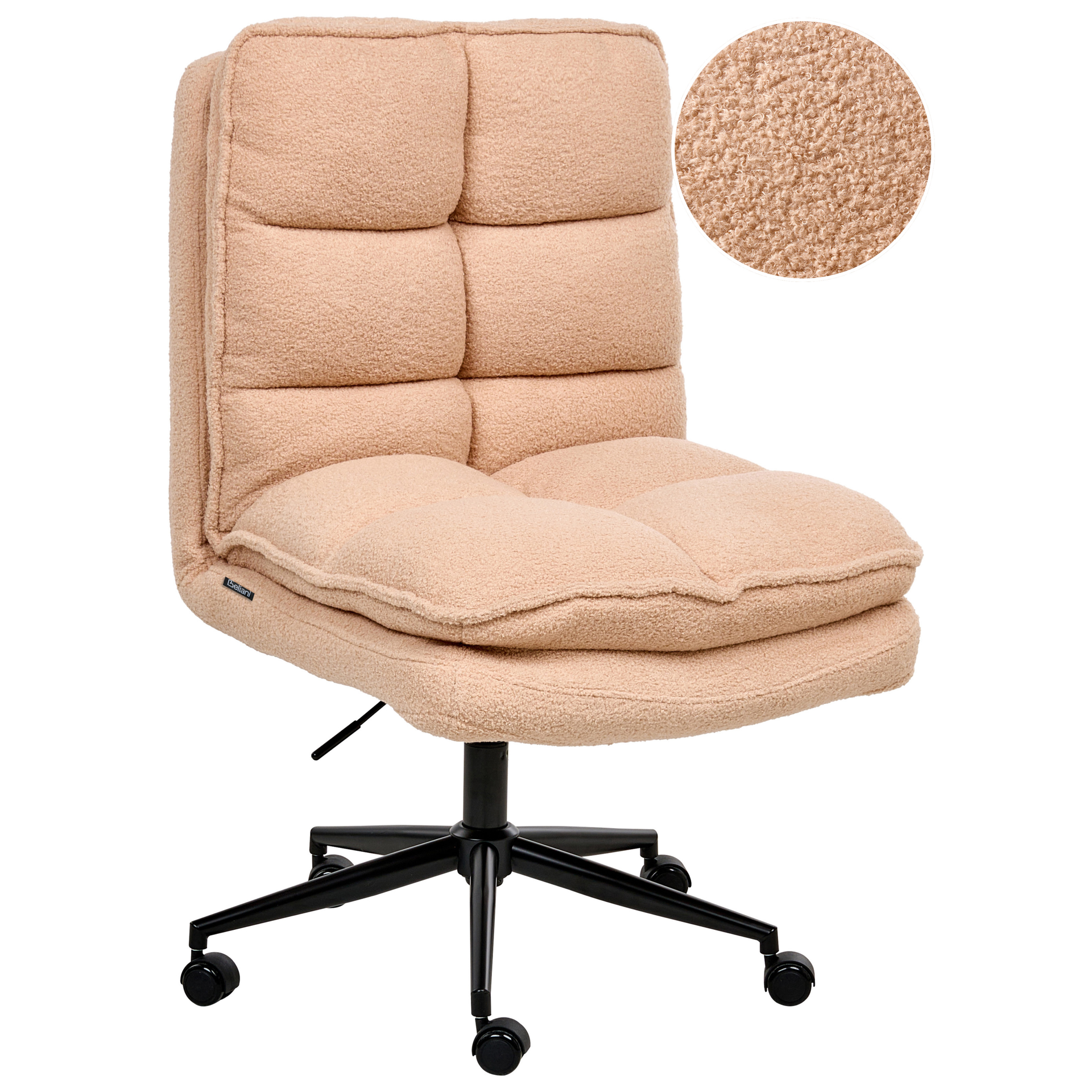 Beliani Krzesło biurowe ADDISON Boucle Brzoskwiniowy