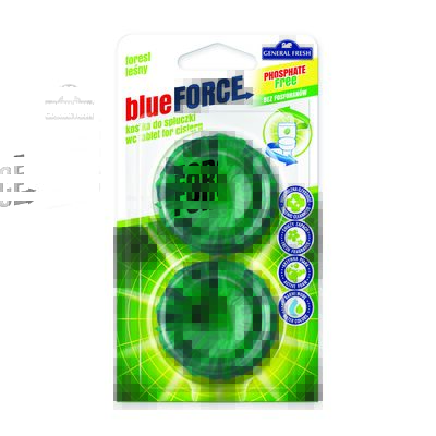 Kostka do spłuczki, Blue Force 2 sztuki, 40 g x 2, las, General Fresh