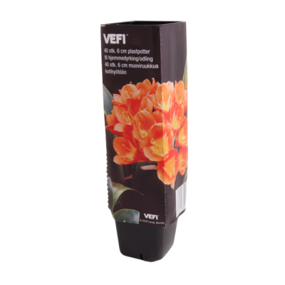 Doniczka do rozsady kwadratowa 6 cm czarna 40 szt. VEFI