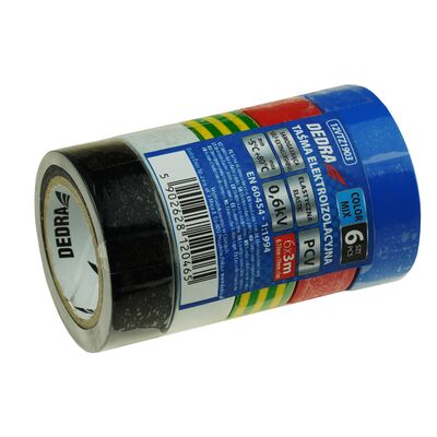 Dedra taśma elektroizolacyjna pvc mix 19 mm x 3m zestaw 6 szt