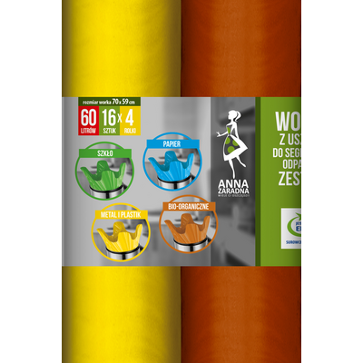 Worki do segregacji zestaw 60 l 4x16 sztuk