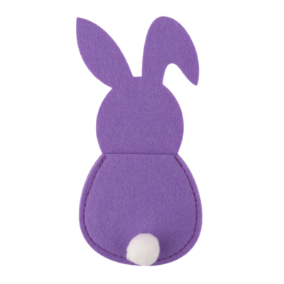 Komplet etui filcowe na sztućce zając 15 x 7,4 cm fioletowy 4 sztuki