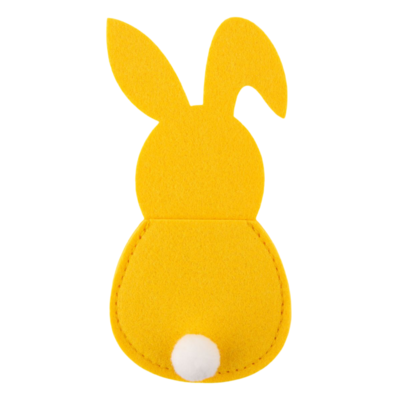 Komplet etui filcowe na sztućce zając 15 x 7,4 cm żółty 4 sztuki