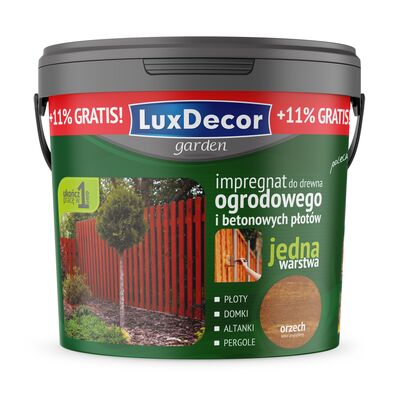 LuxDecor Impregnat do drewna ogrodowego i betonowych płotów orzech 4,5 l + 11% GRATIS
