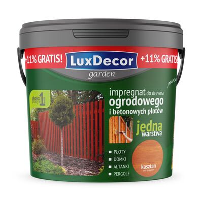 LuxDecor Impregnat do drewna ogrodowego i betonowych płotów kasztan 4,5 l + 11% GRATIS
