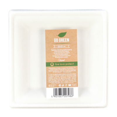 Talerz biodegradowalny z trzciny cukrowej 15 cm 6 sztuk