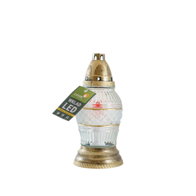 Znicz szklany LED Z 503 25 x 11 cm 21 h złoty