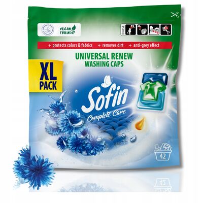 Kapsułki do prania tkanin białych i jasnych SOFIN Complete Care Universal Renew 42 sztuki