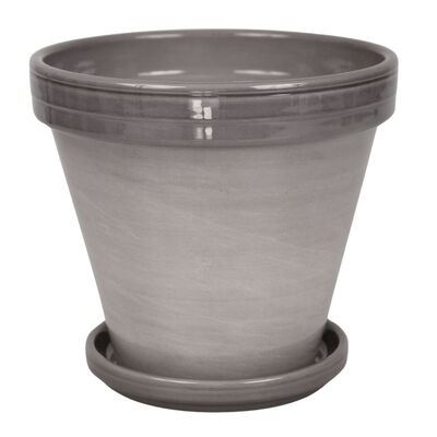 Donica prosta szary lazur 16 cm + podstawka szary