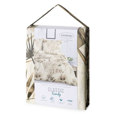 Komplet pościeli bawełnianej Nina 160 x 200 cm + 70 x 80 cm duże liście wielokolorowy