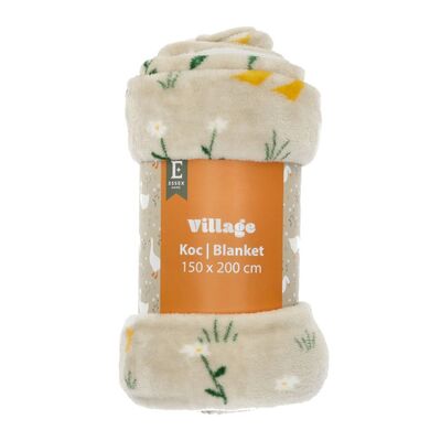 Koc flanelowy Village 150 x 200 cm gęsi beżowy
