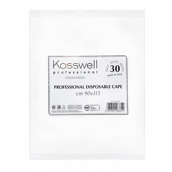 Kosswell, peleryna jednorazowa biała, 30szt./op.