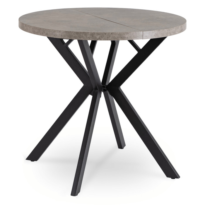 Stół Okrągły Rozkładany DORIAN 80-160 cm Beton/Czarny Nowoczesny Loft