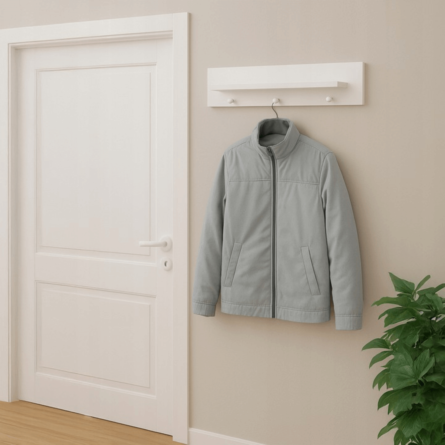 Wieszak do Przedpokoju OLA 75 cm z Półką Biały Minimalistyczny