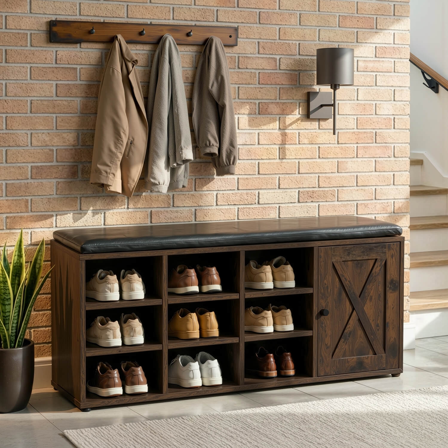 Szafka na Buty z Siedziskiem ARYA 110 cm do Przedpokoju Dąb Rustykalny Industrialna
