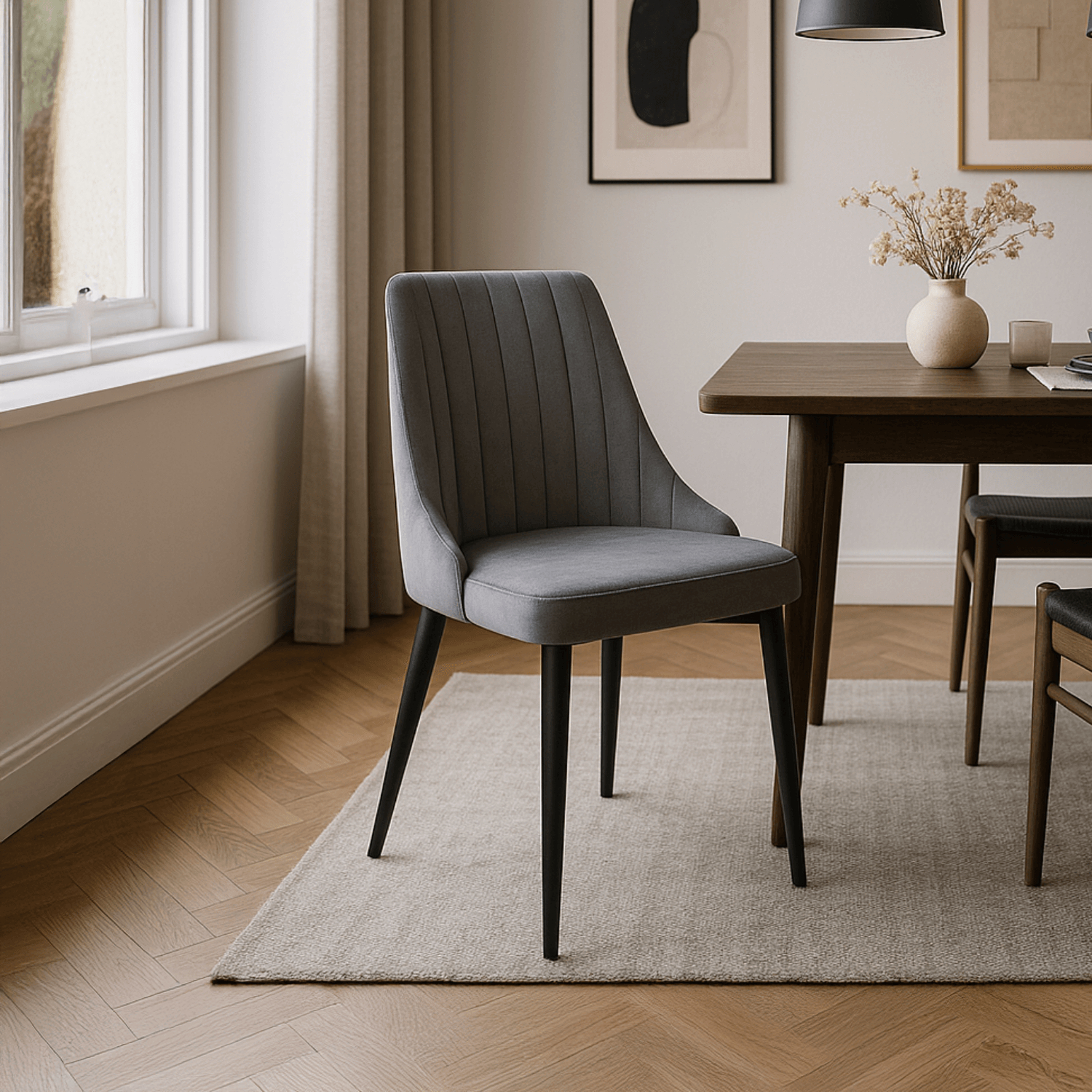 Zestaw 4x Krzesło Tapicerowane do Jadalni BARI Szare Welurowe Nowoczesne