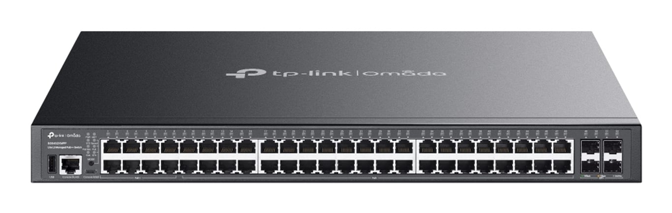 TP-Link Omada SG5452XMPP łącza sieciowe Zarządzany L3 Gigabit Ethernet (10/100/1000) Obsługa PoE Czarny SG5452XMPP