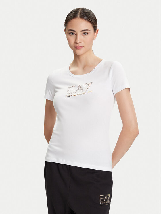 EA7 Emporio Armani T-Shirt 8NTT67 TJDQZ 1100 Biały Skinny Fit