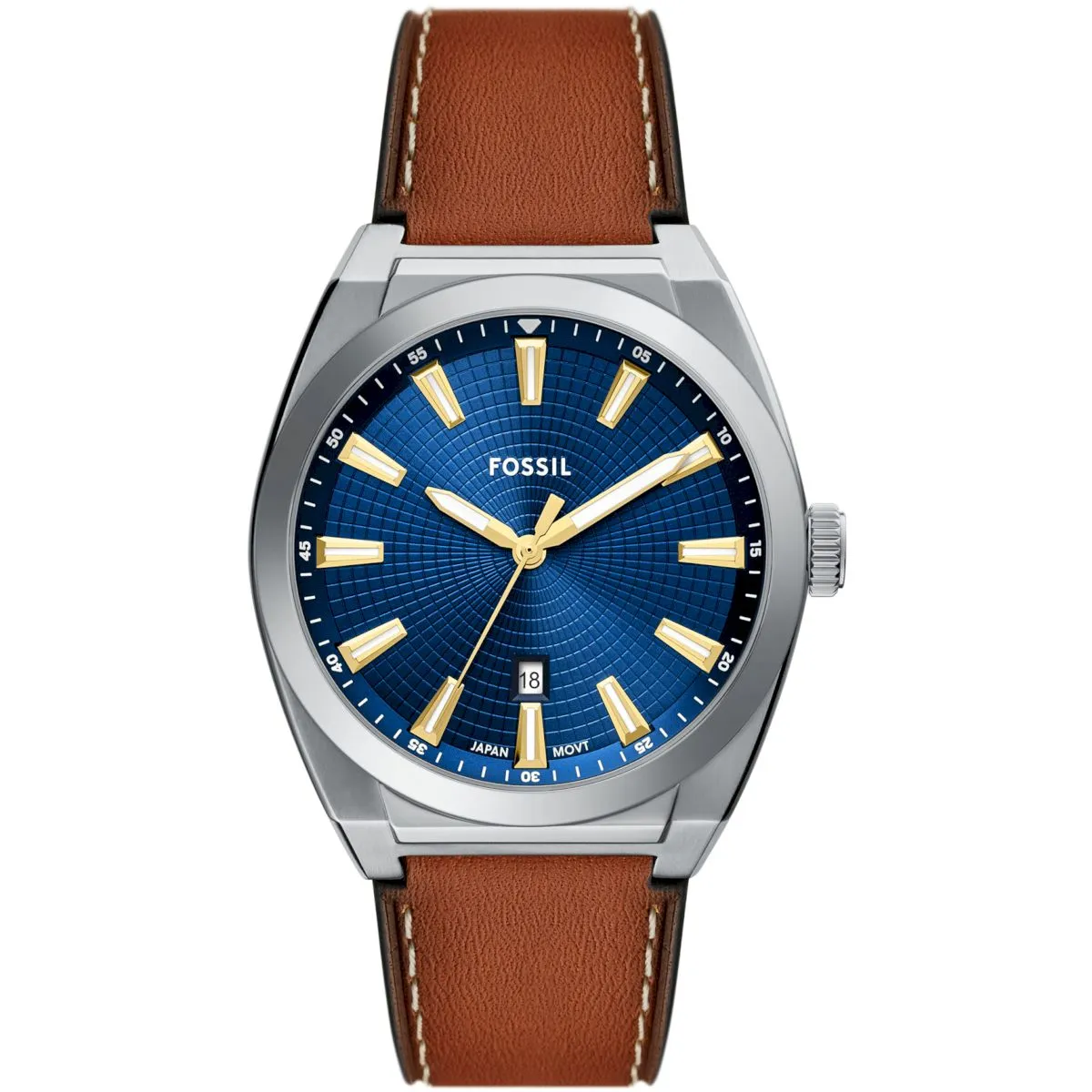 Fossil Everett Zegarek Męski Srebrny na brązowym pasku FS6115