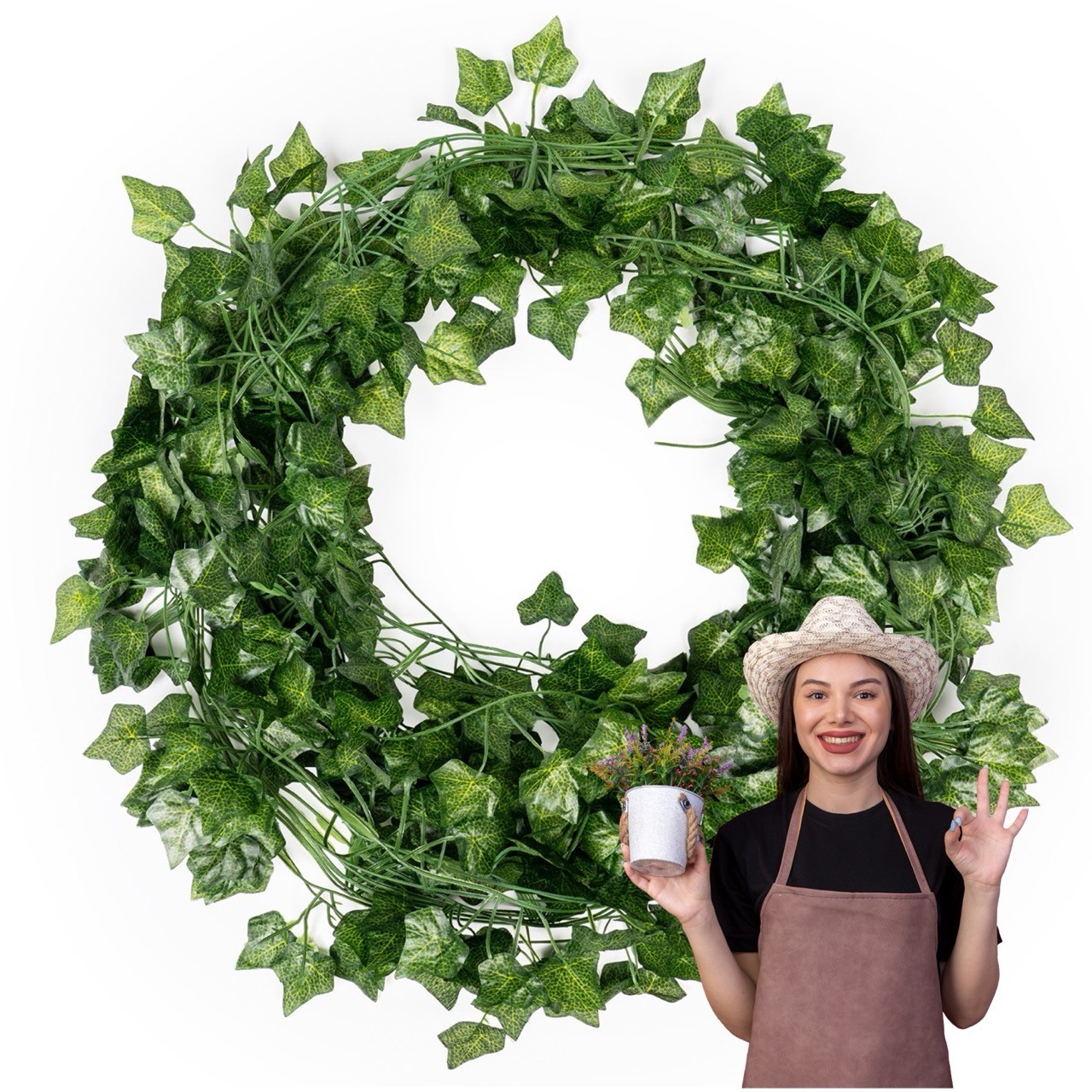 Sztuczny bluszcz ozdobny, girlanda na ścianę Meven 12 szt. 220 cm