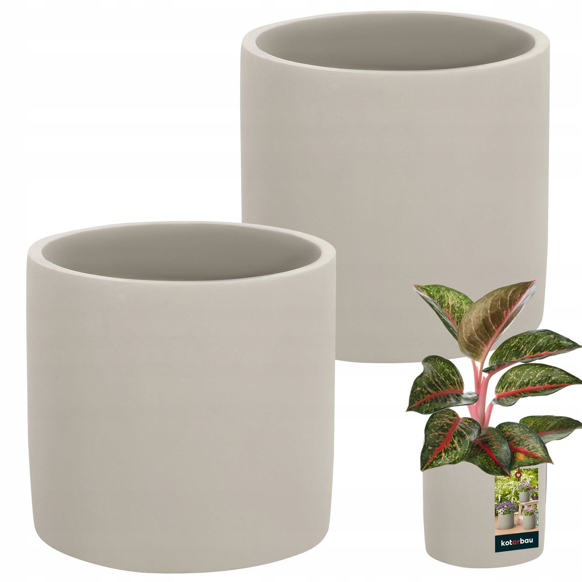ZESTAW 2X DONICA DONICZKA OSŁONKA 15CM CYLINDER BETONOWA CERAMIKA NA KWIATY