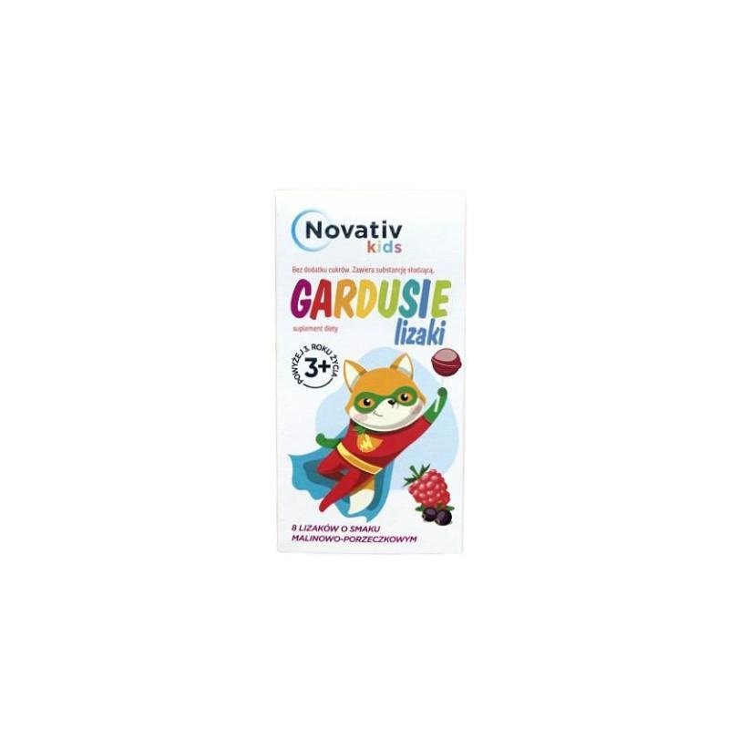 Novativ kids Gardusie, lizaki o smaku malinowo-porzeczkowym, 8 szt