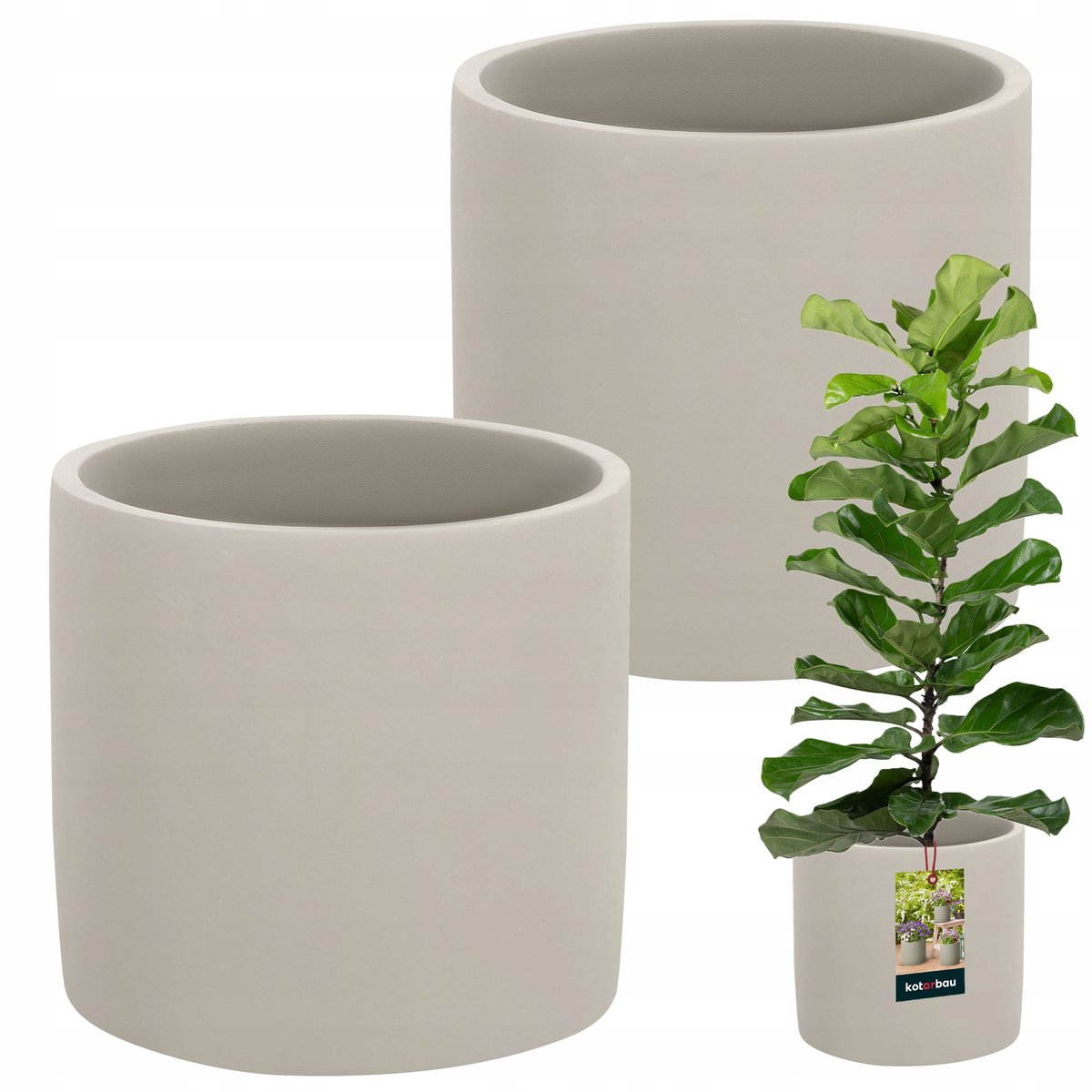 ZESTAW 2X DONICA DONICZKA OSŁONKA 20CM CYLINDER BETONOWA CERAMIKA NA KWIATY