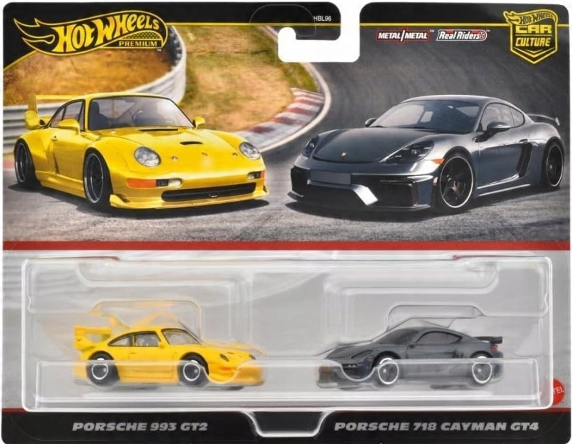HOT WHEELS PREMIUM CULTURE CAR 2-PACK PORSCHE 993 GT2/ PORSCHE 718 CAYMAN